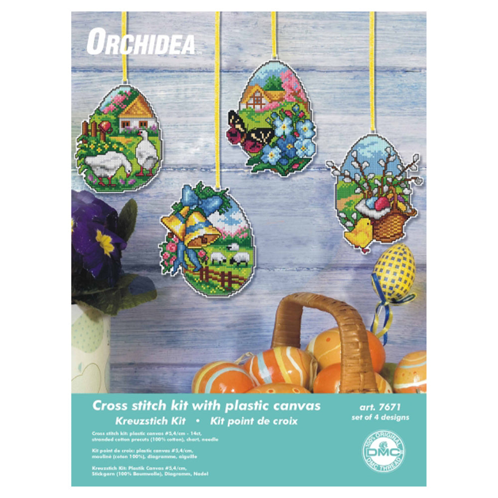 Hanging Springtime Scenes | Easter Eggs | Set of 4 | Cross Stitch Kit