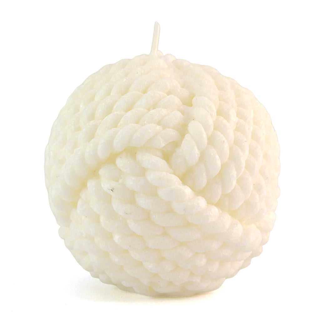 Ivory White Rope Ball Candle | 7cm Tall | Home Décor & Gift Idea