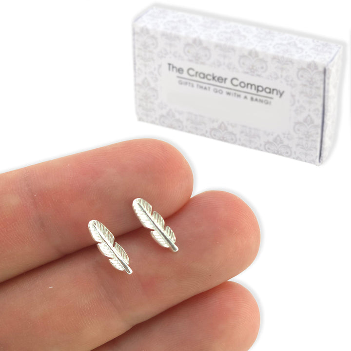 Dainty Sterling Silver Feather Stud Earrings | Mini Gift | Cracker Filler