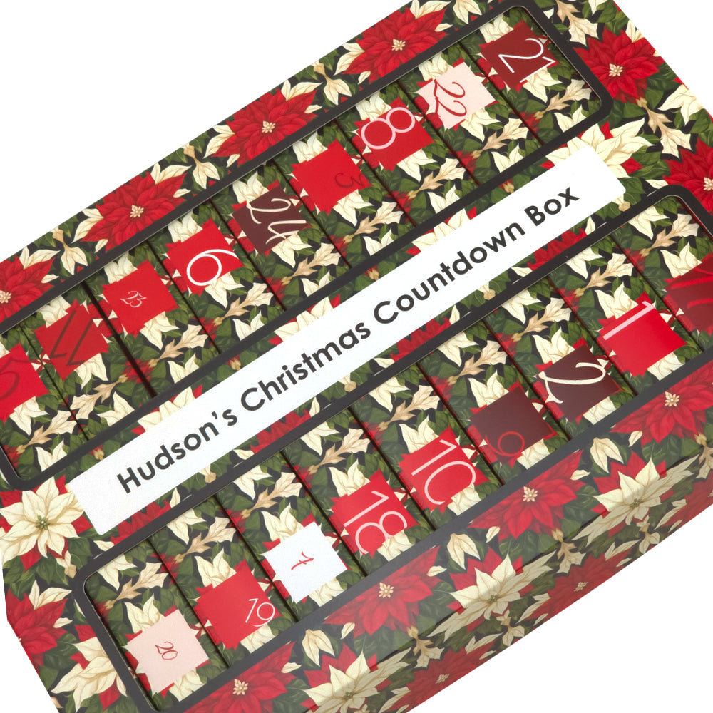 Personalised Advent Calendar Kit | 25 Soap Boxes & Outer Box | Abstract Poinsettia