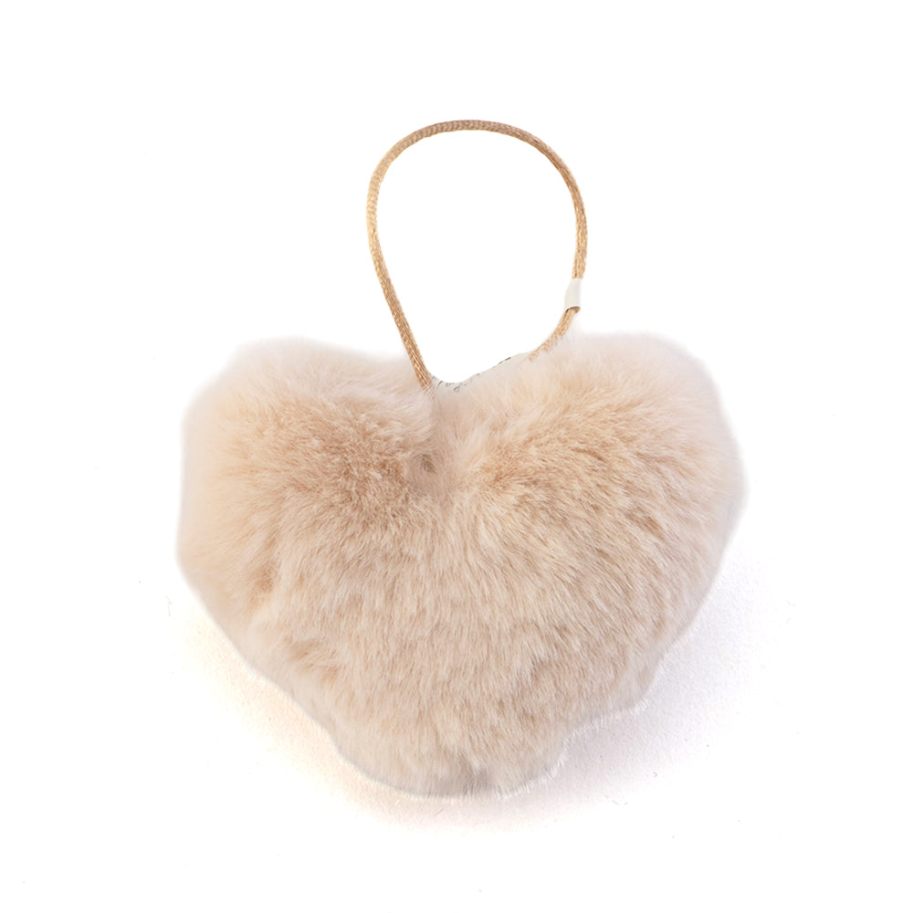 Hanging Faux Fur Pom Pom Heart | 6cm Wide | Mini Gift | Cracker Filler