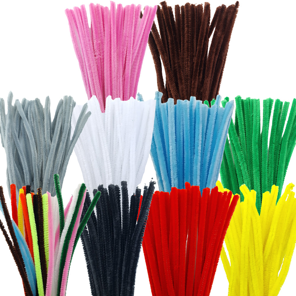 25Pk 9mm Single Colour Packs 30cm Chenille Stems Craft Pipe Cleaners