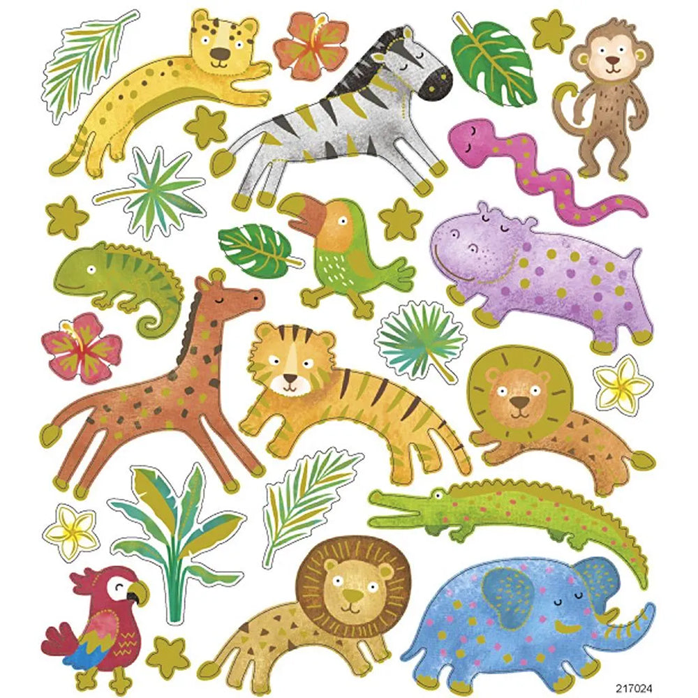 Wild Animals | Sheet of Foiled Paper Stickers