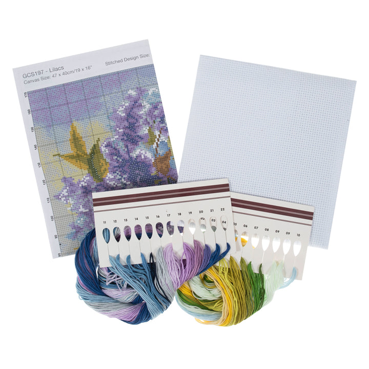 Bountiful Vase of Lilacs | Counted Cross Stitch Kit | 39x32cm