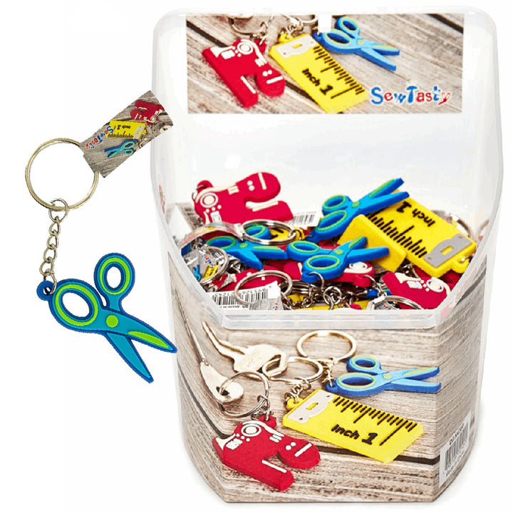 Sewing & Haberdashery Themed Rubber Keyrings | Cracker Filler Gifts
