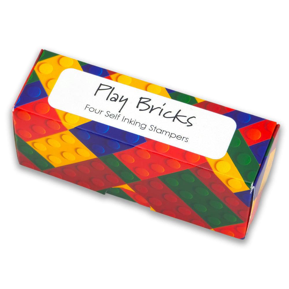 Play Bricks | 4 Self Inking Stampers for Kids | Cracker Filler | Party Bag Gift