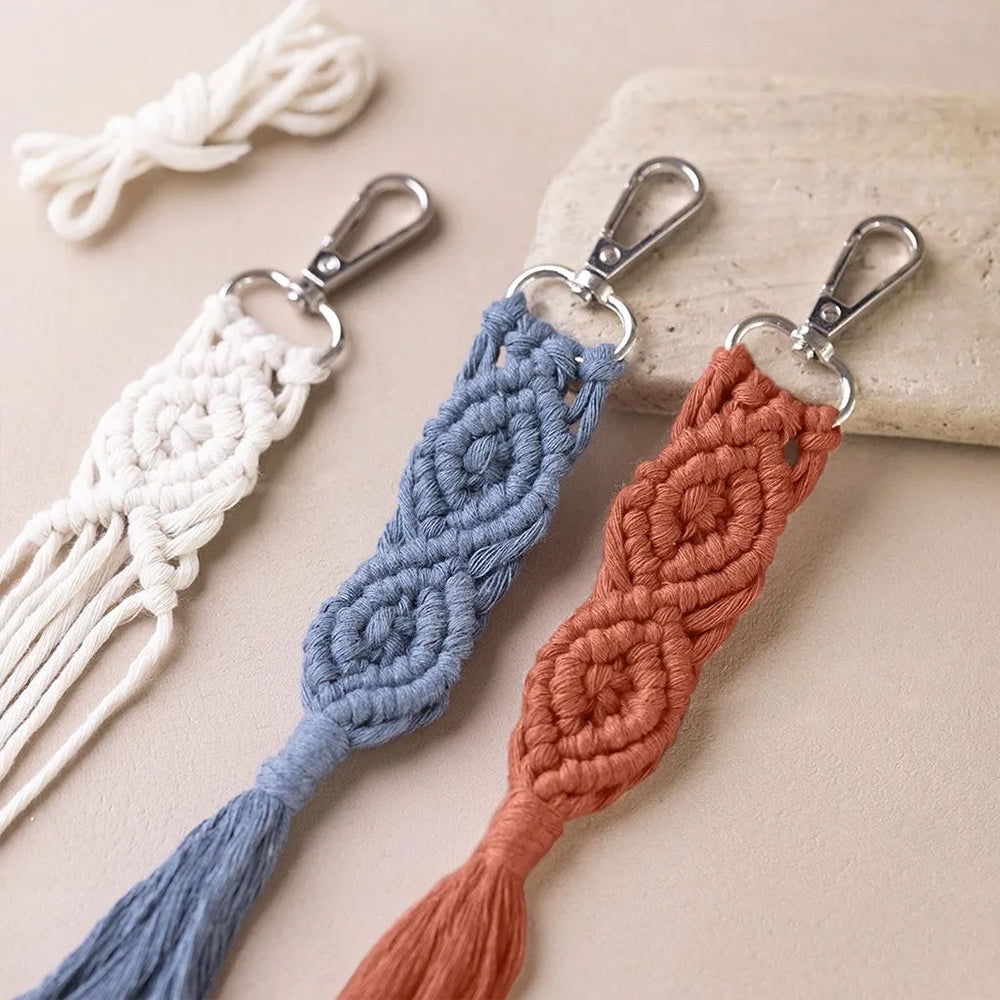 Macrame Keyrings or Bag Charms | Craft Kit | Makes 6