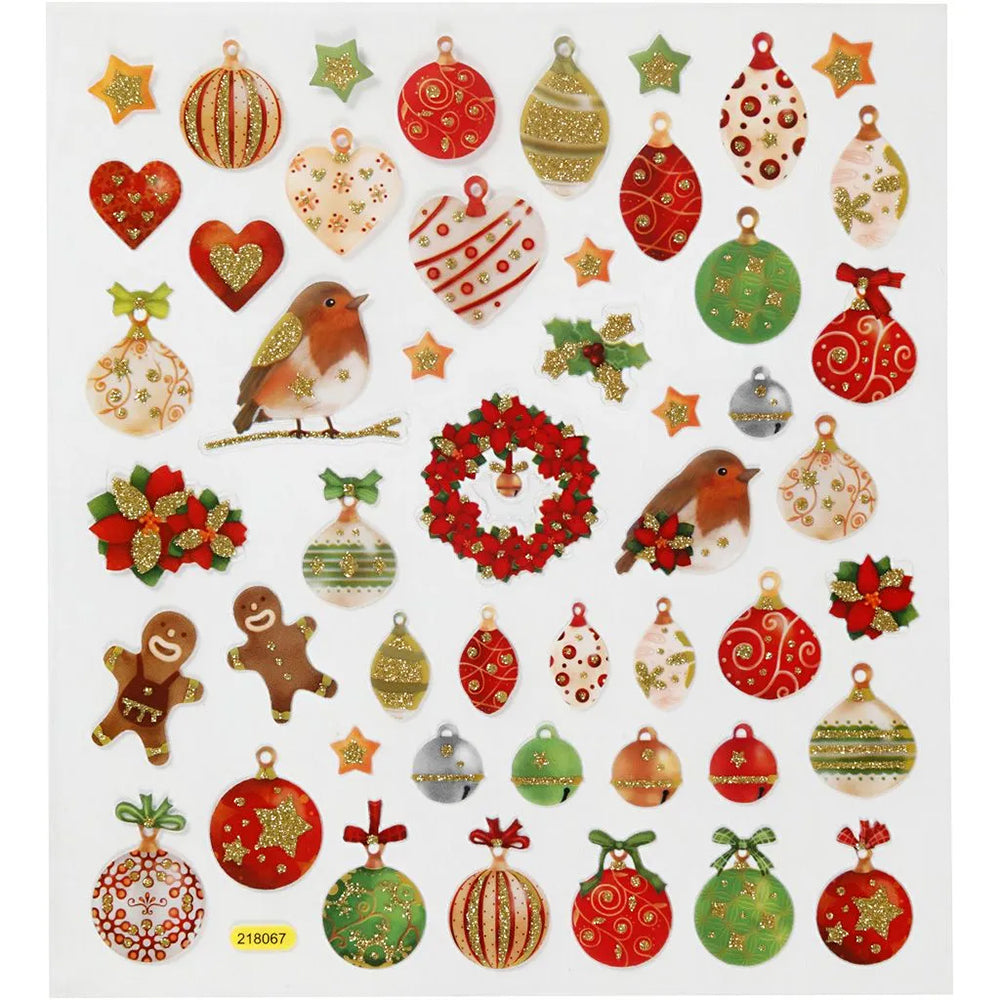 Christmas Baubles | Sheet of Foiled Papercraft Stickers