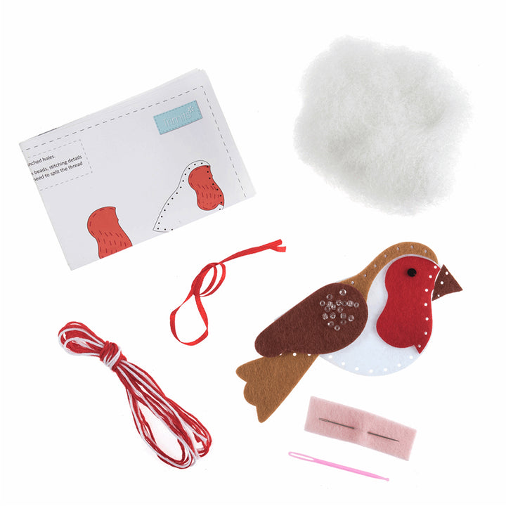 Felt Christmas Robin Hanging Ornament Sewing Craft Kit | DIY Decoration