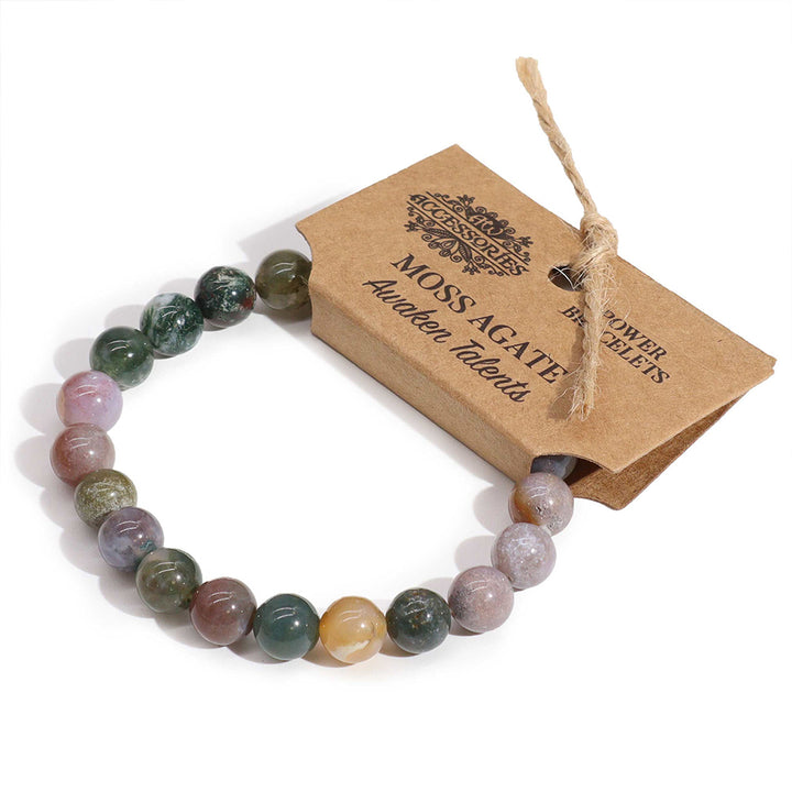 Moss Agate | Awaken Talents | Smooth Crystal Bracelet | Cracker Filler Gift