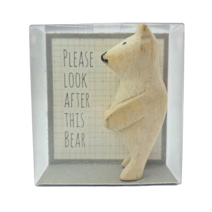 4cm Wooden Bear Boxed | Please Look After This Bear | Cracker Filler Gift