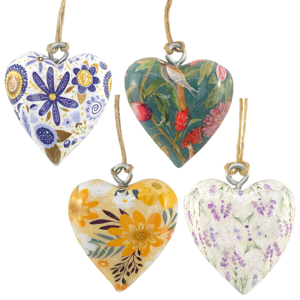 Floral Heart Wooden Hanging Ornament | 5cm | Little Gift | Cracker Filler