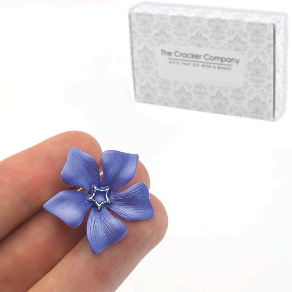 Pretty Periwinkle Silver Plated Brooch | Deep Blue | Little Cracker Filler Gift