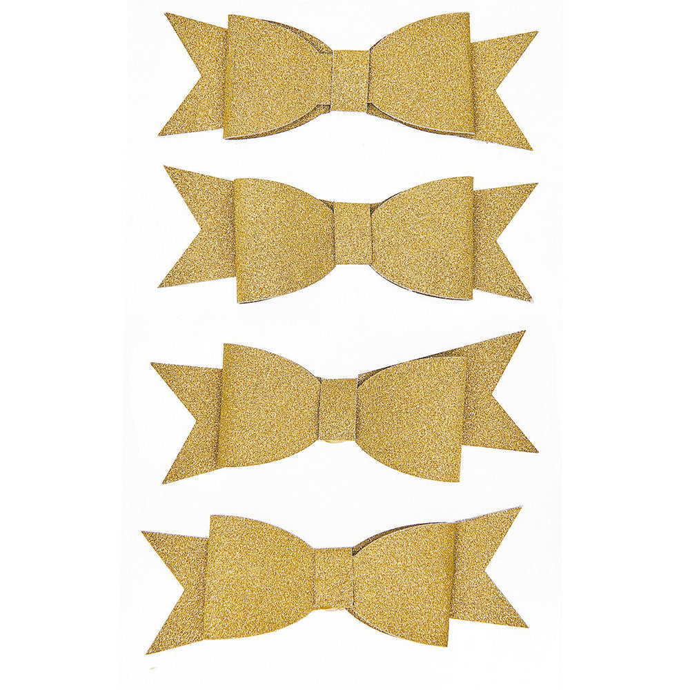 Glitter Gold | 3D Paper Dior Bow Embellishment | Set of 4 | 8cm Wide