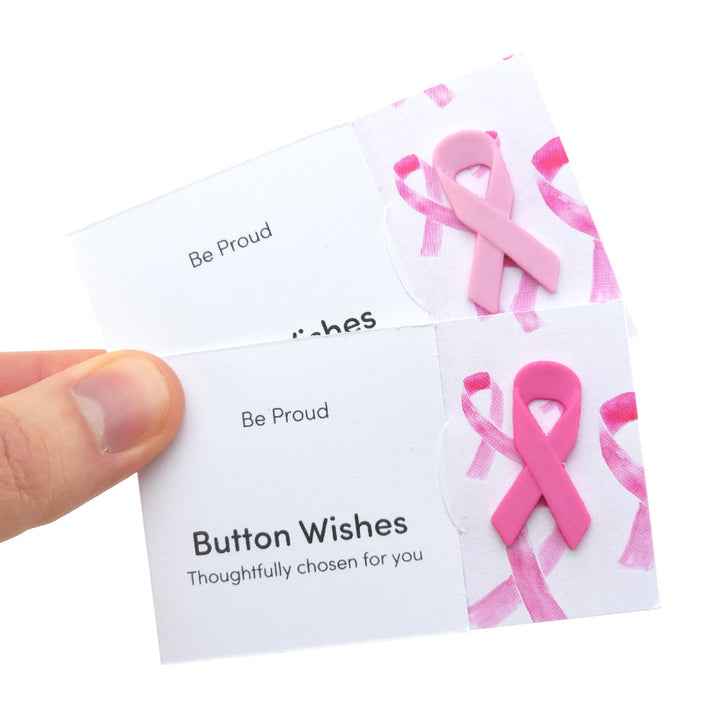 Be Proud | Pink Ribbon | Button Wishes Sew On Token | Little Gift | Cracker Filler