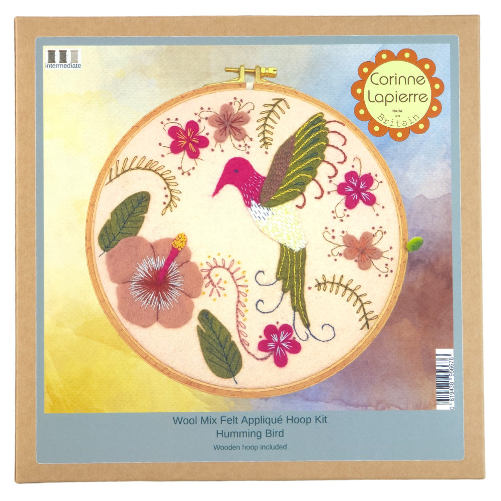 Hummingbird | 19cm Applique Hoop Sewing Kit & Hoop | Corinne Lapierre