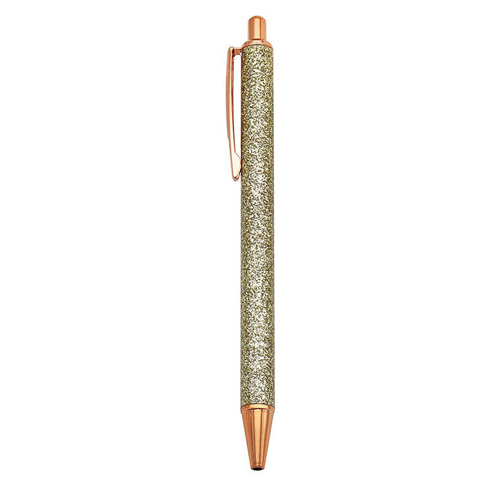 Single Gold Glitter Retractable Ballpoint Pen - Black Ink