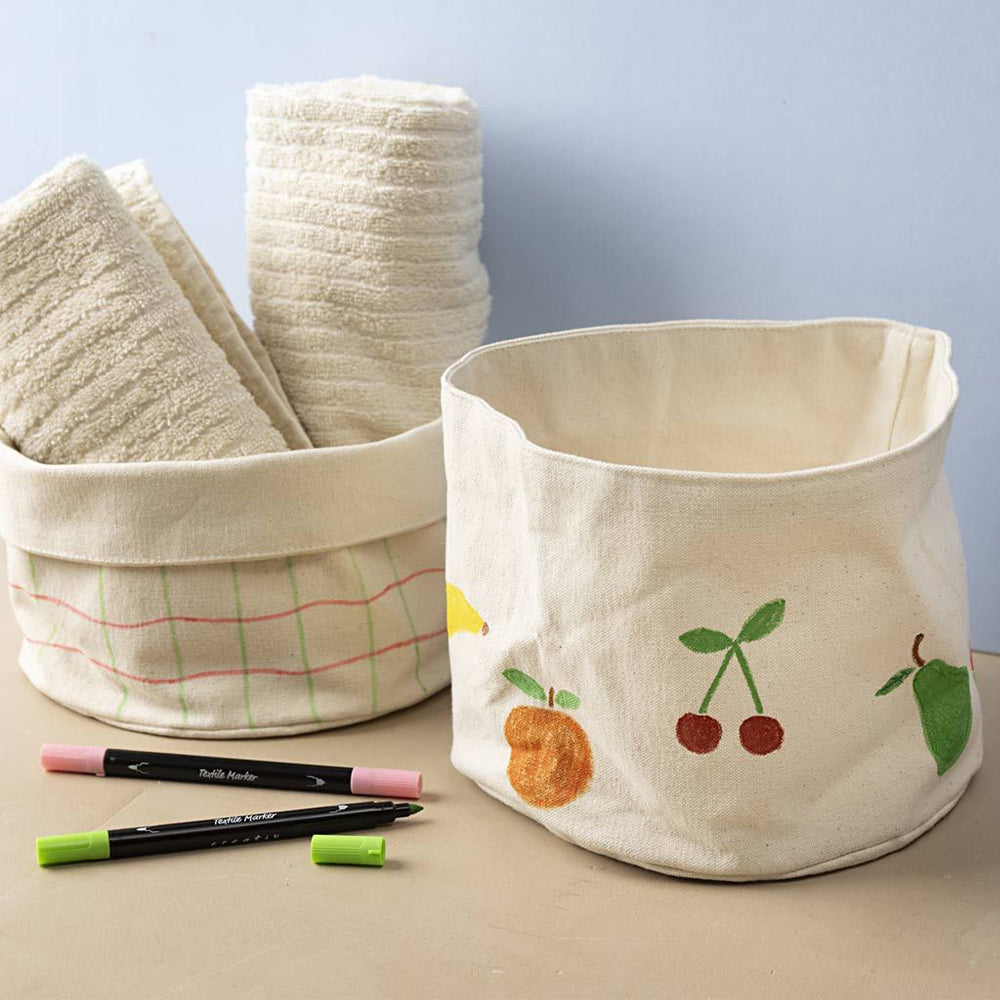 100% Cotton Fabric Baskets | 2 Pack | Textile &amp; Fabric Painting | 2 Size Options