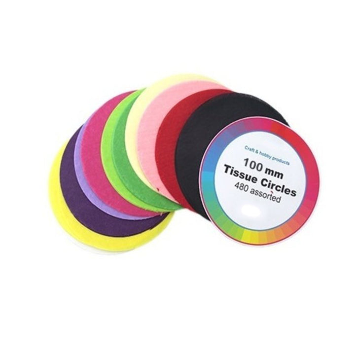 480 Assorted Colours Tissue Paper Circles for Kids Crafts - Choice of Sizes