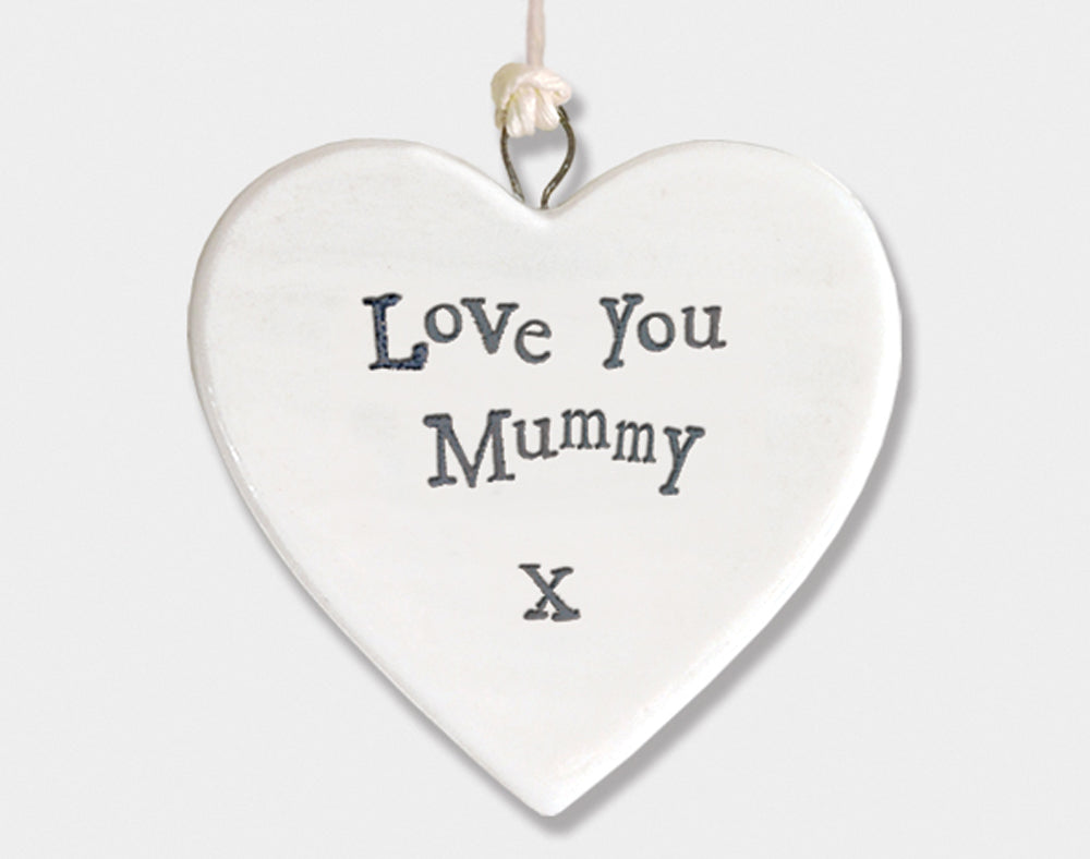 Love You Mummy Hanging Porcelain Heart - Cracker Filler Gift