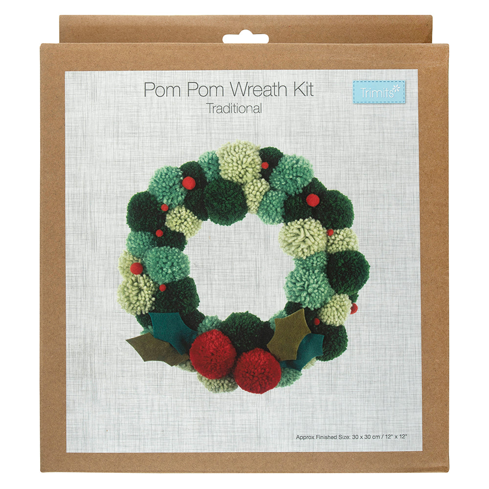 Pom Pom Christmas Wreath Making Craft Kit | Boxed Gift - DAMAGED BOX