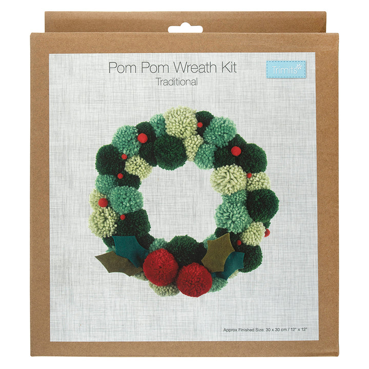 Pom Pom Christmas Wreath Making Craft Kit | Boxed Gift - DAMAGED BOX