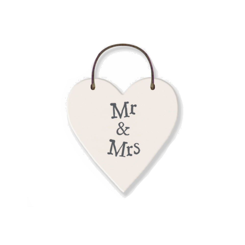 Mr & Mrs - Mini Wooden Hanging Heart - Wedding Cracker Filler Gift