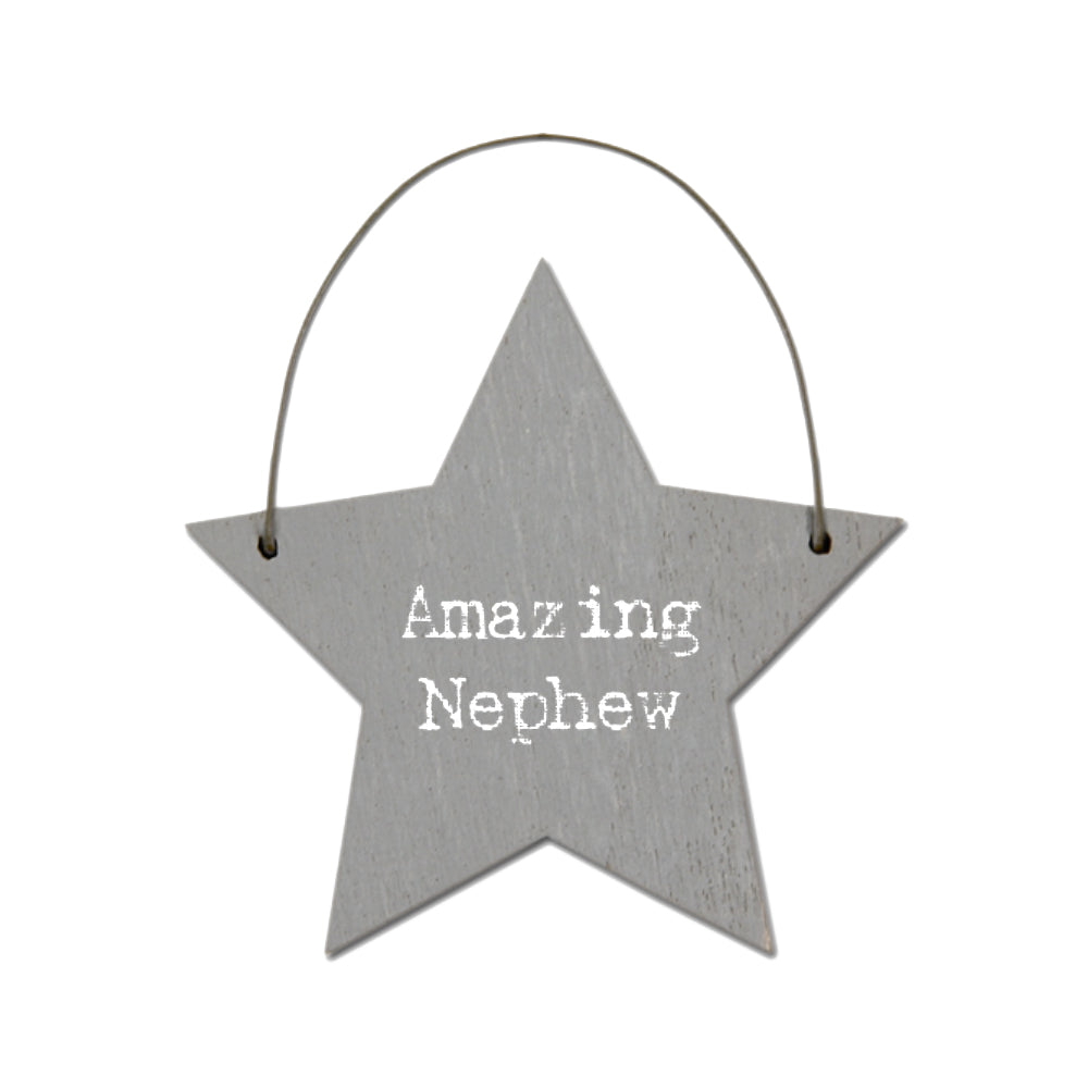 Amazing Nephew - Mini Wooden Hanging Star - Cracker Filler Gift