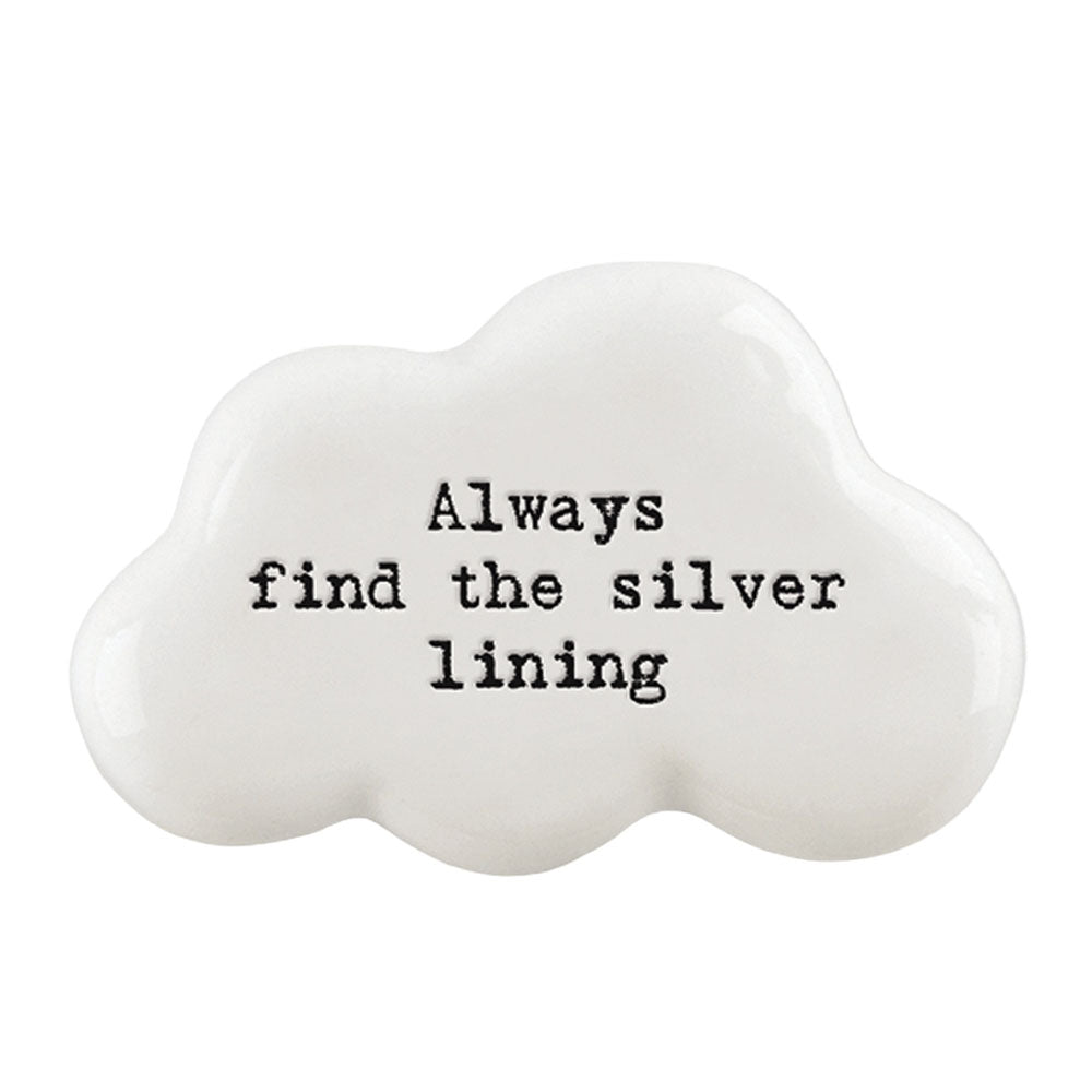 Always Find The Silver Lining | Ceramic Cloud Token | Mini Gift | Cracker Filler