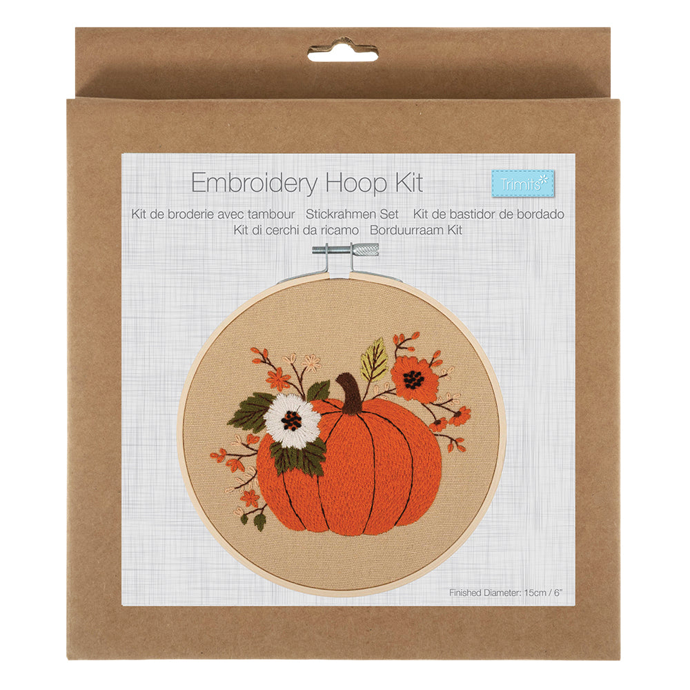 Halloween Pumpkin | Complete Embroidery Kit with Hoop | 15cm Wide
