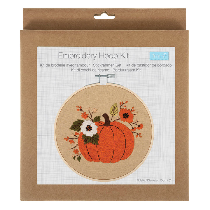 Halloween Pumpkin | Complete Embroidery Kit with Hoop | 15cm Wide