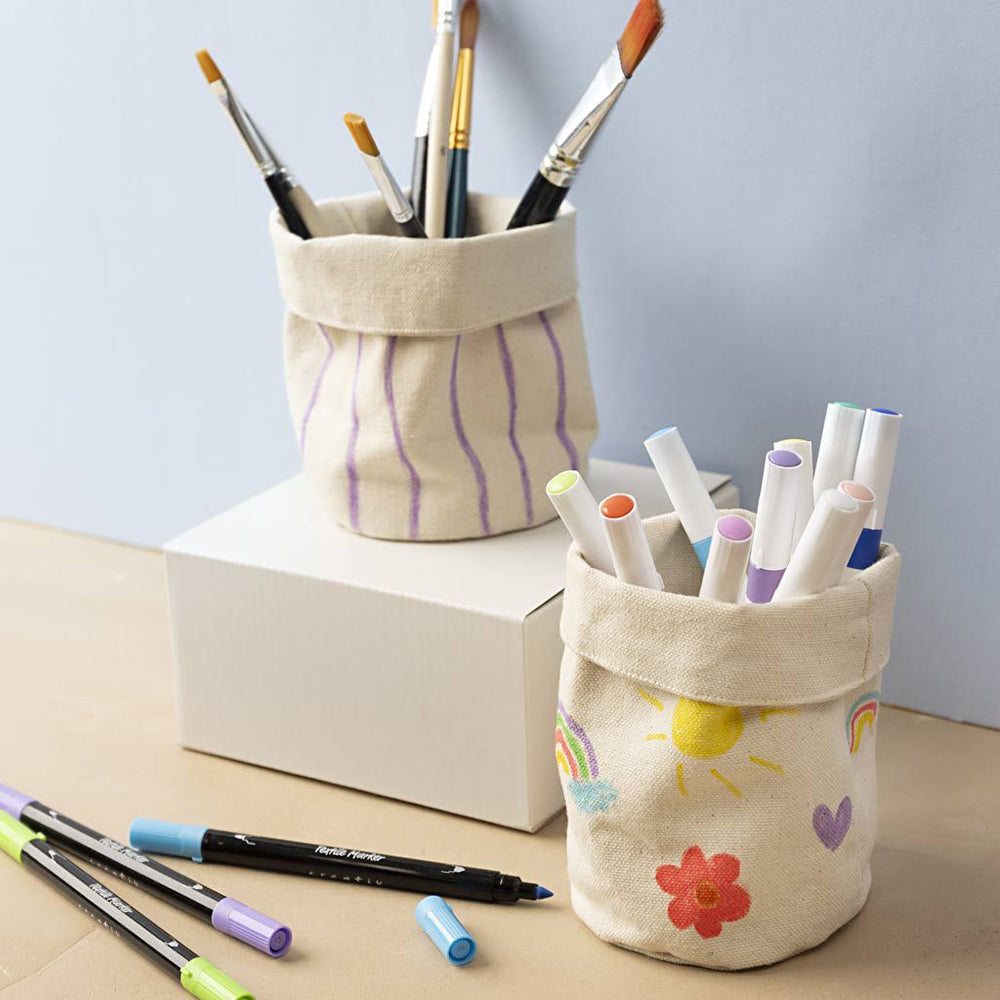 100% Cotton Fabric Baskets | 2 Pack | Textile &amp; Fabric Painting | 2 Size Options