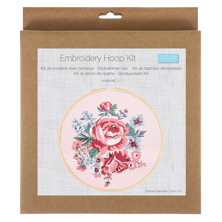 Rose Blossom | Complete Embroidery Craft Kit with Hoop | 15cm Wide