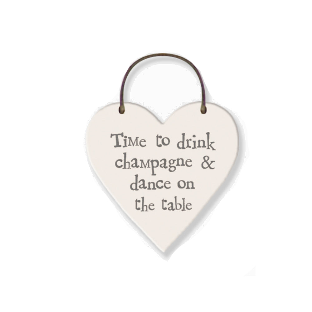 Drink Champagne & Dance Mini Wooden Hanging Heart - Cracker Filler Gift
