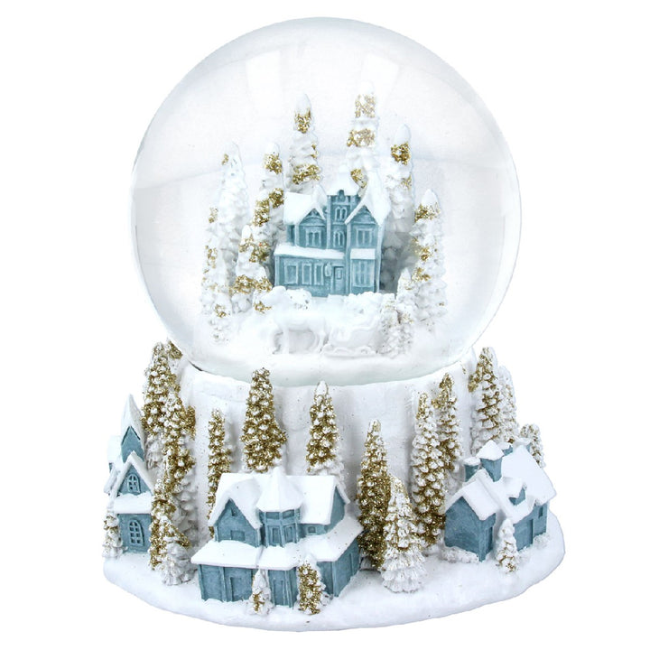 17cm Blue Christmas Village Snow Globe Home Decoration