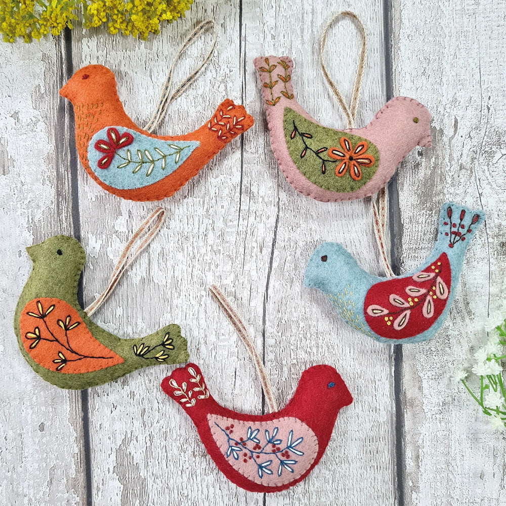 Folk Birds | Felt Sewing Kit | Makes 5 | Corinne Lapierre