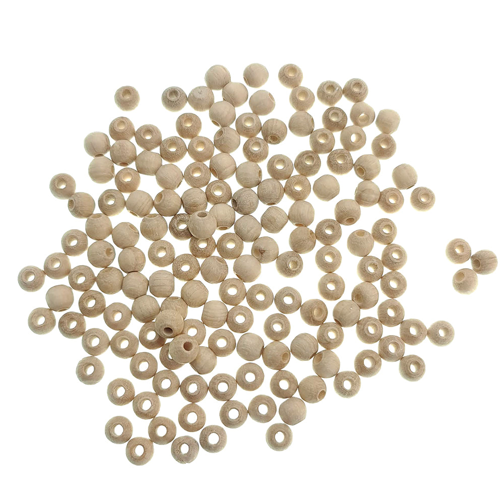 Untreated Round Wooden Beads with Threading Holes for Crafts