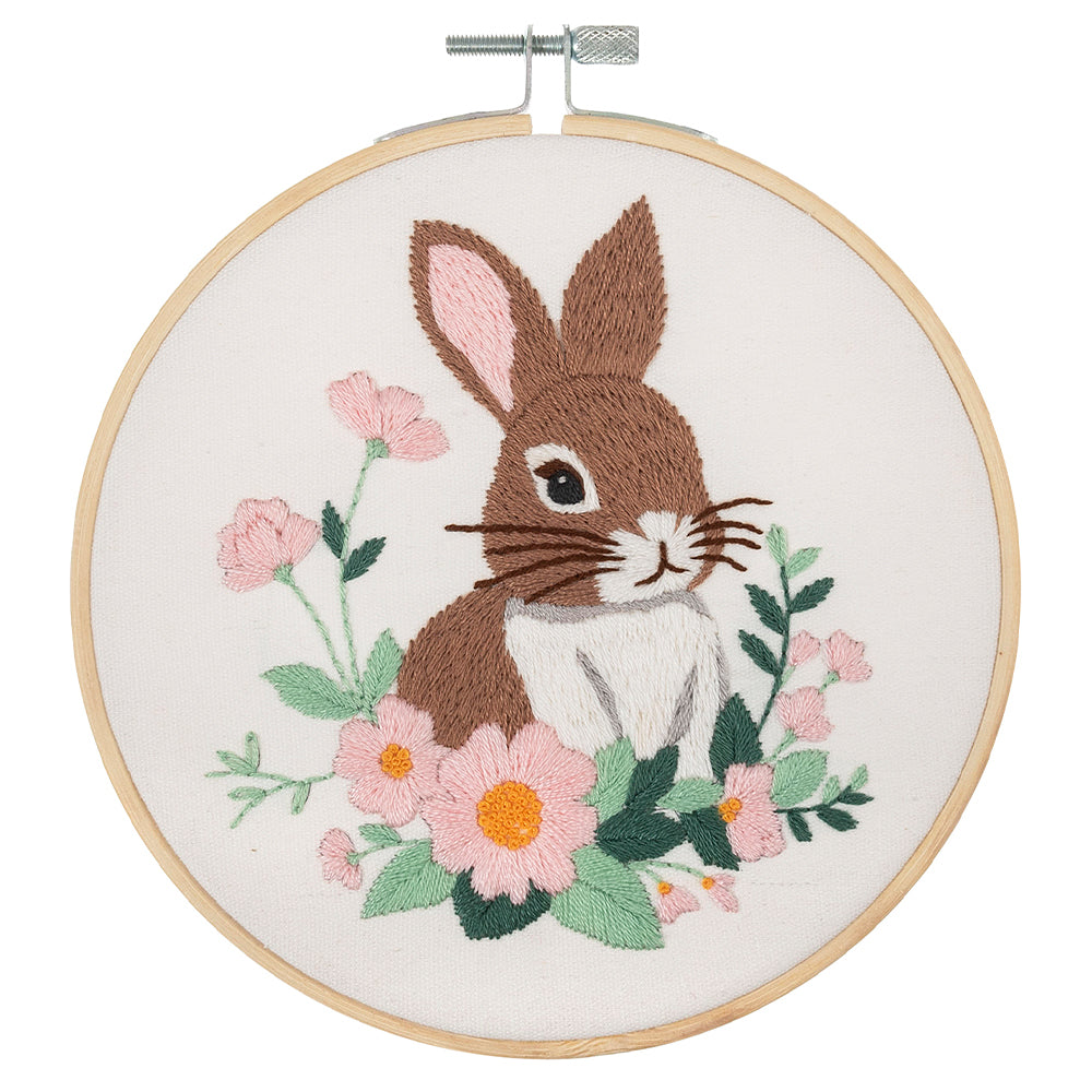 Garden Rabbit | Complete Embroidery Craft Kit with Hoop | 15cm Wide