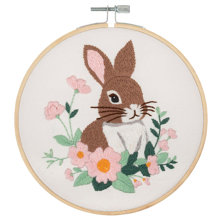 Garden Rabbit | Complete Embroidery Craft Kit with Hoop | 15cm Wide