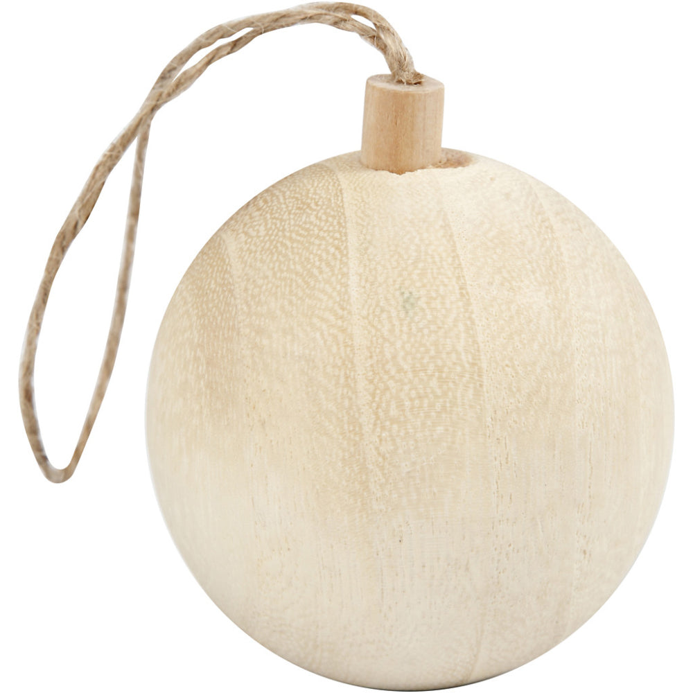 Natural Wooden Round Christmas Tree Bauble to Decorate | Choice of Size