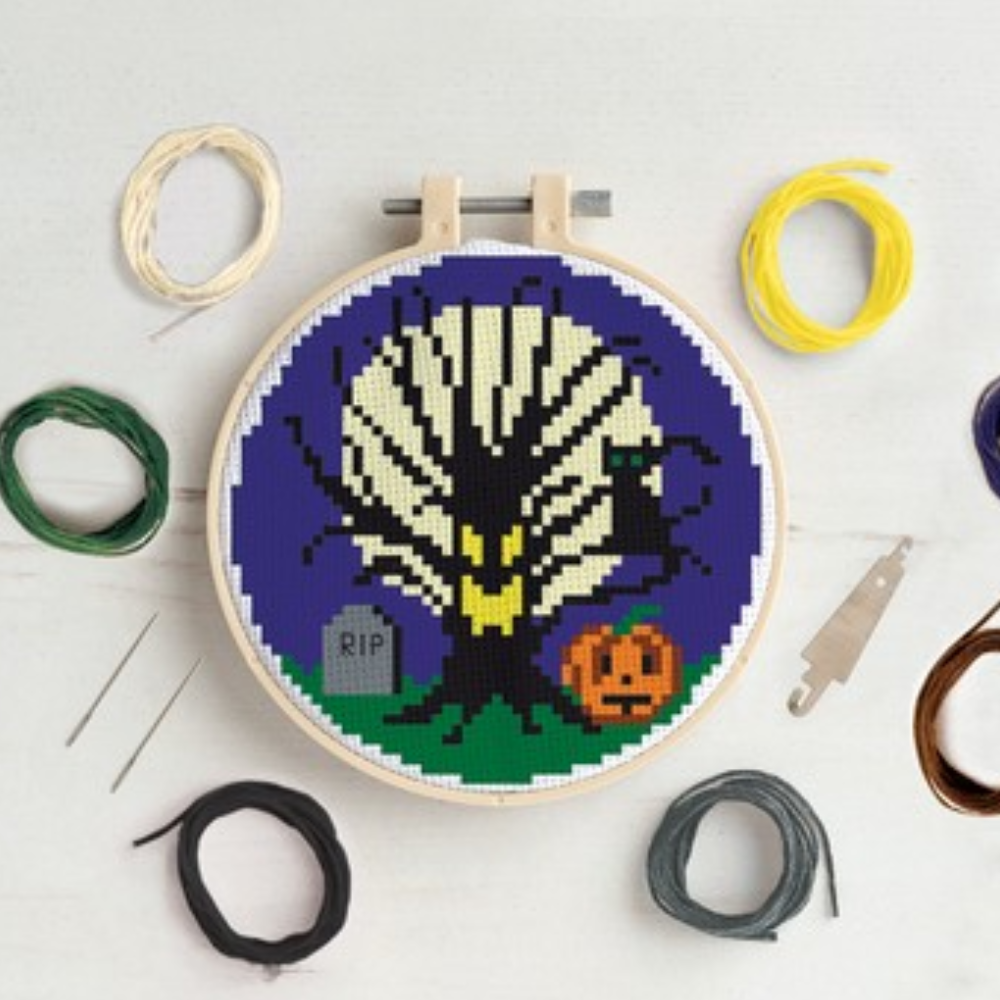 Scary Midnight Scene | Halloween Cross Stitch Kit | Make Your Own Autumn Crafts