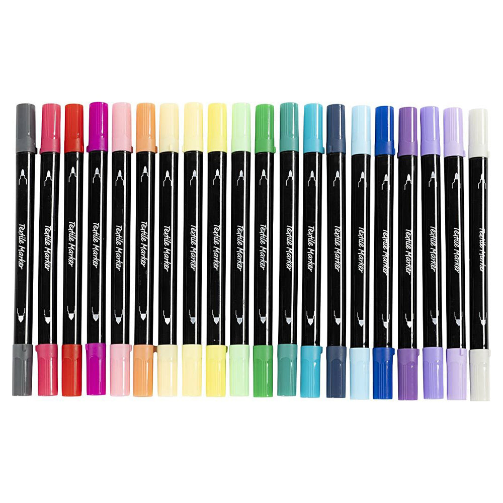 Textile Markers | Fabric Pens | 6 or 20 Dual Ended Pens | Various Colour Mixes