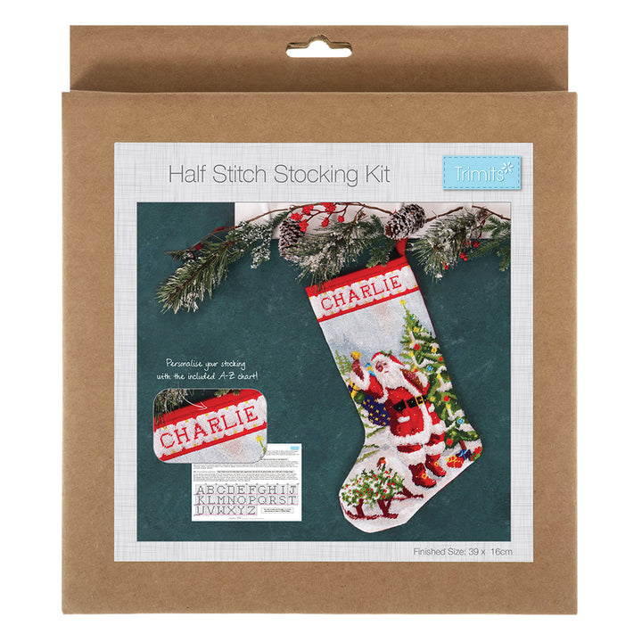 Father Christmas Stocking | Add a Name | Half Stitch Tapestry Craft Kit