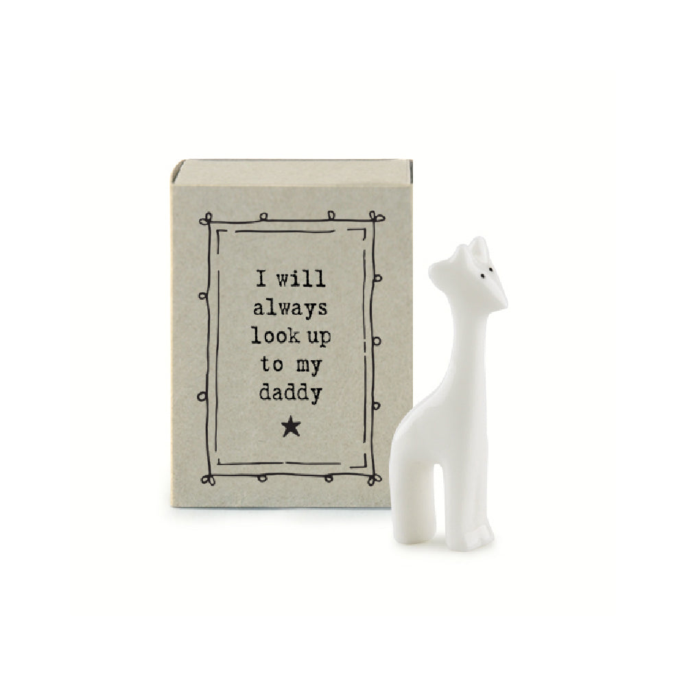 Mini Ceramic Little Giraffe Ornament 'I Will Always Look Up To My Daddy' | Cracker Filler Gift