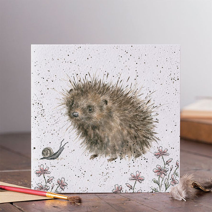 A Prickly Encounter| Hedgehog | Blank Card | 15x15cm | Wrendale Designs