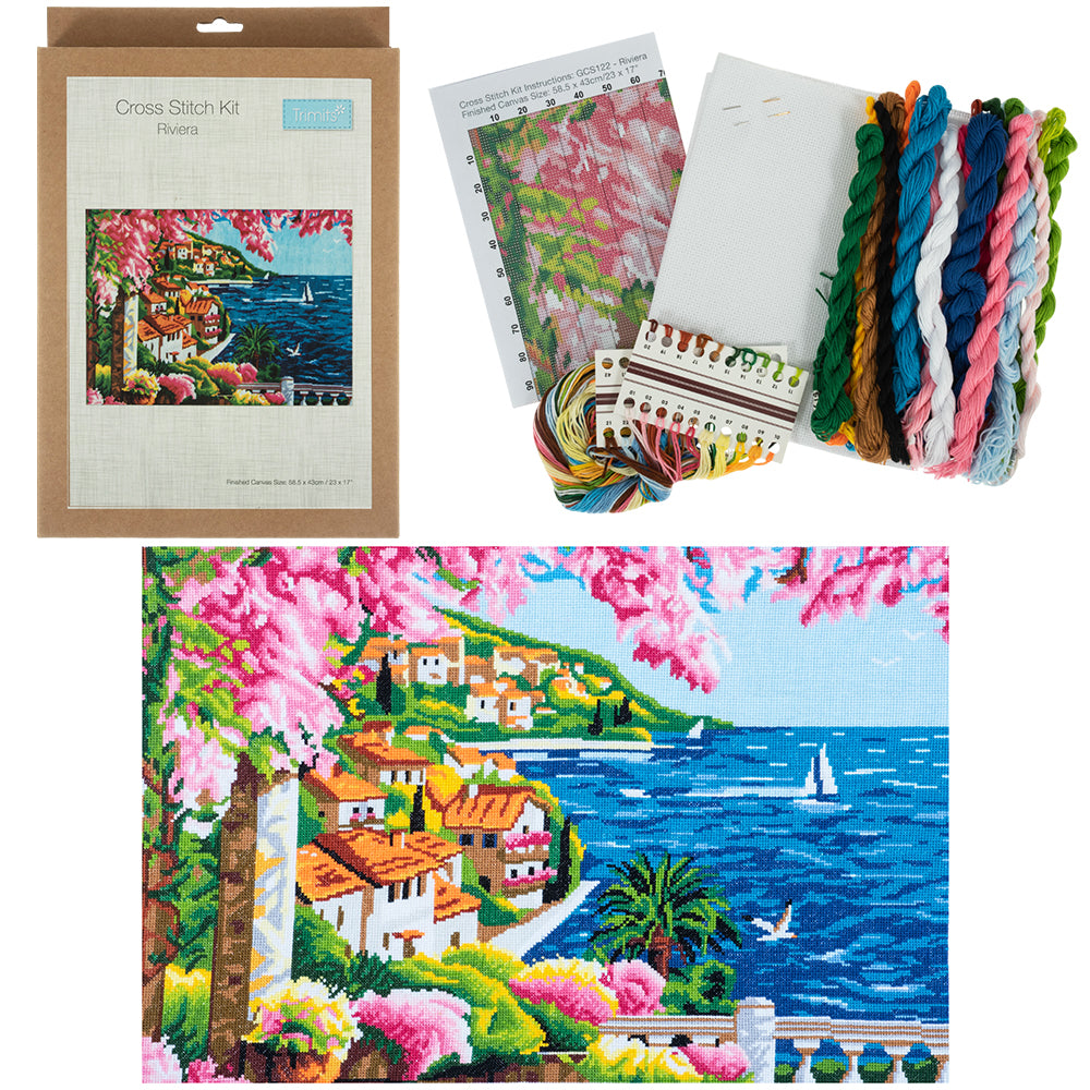 Riviera Coastal Scene | Cross Stitch Kit | 58x43cm