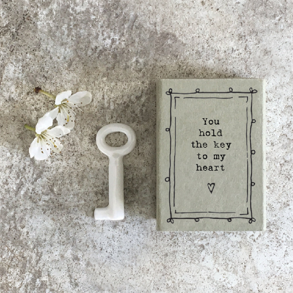 Mini Ceramic Little Key Ornament 'You Hold The Key To My Heart' | Cracker Filler Gift