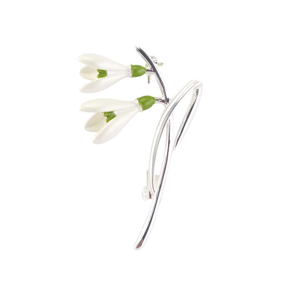 White Snowdrop Brooch | 4.5cm Long | Little Gift | Cracker Filler
