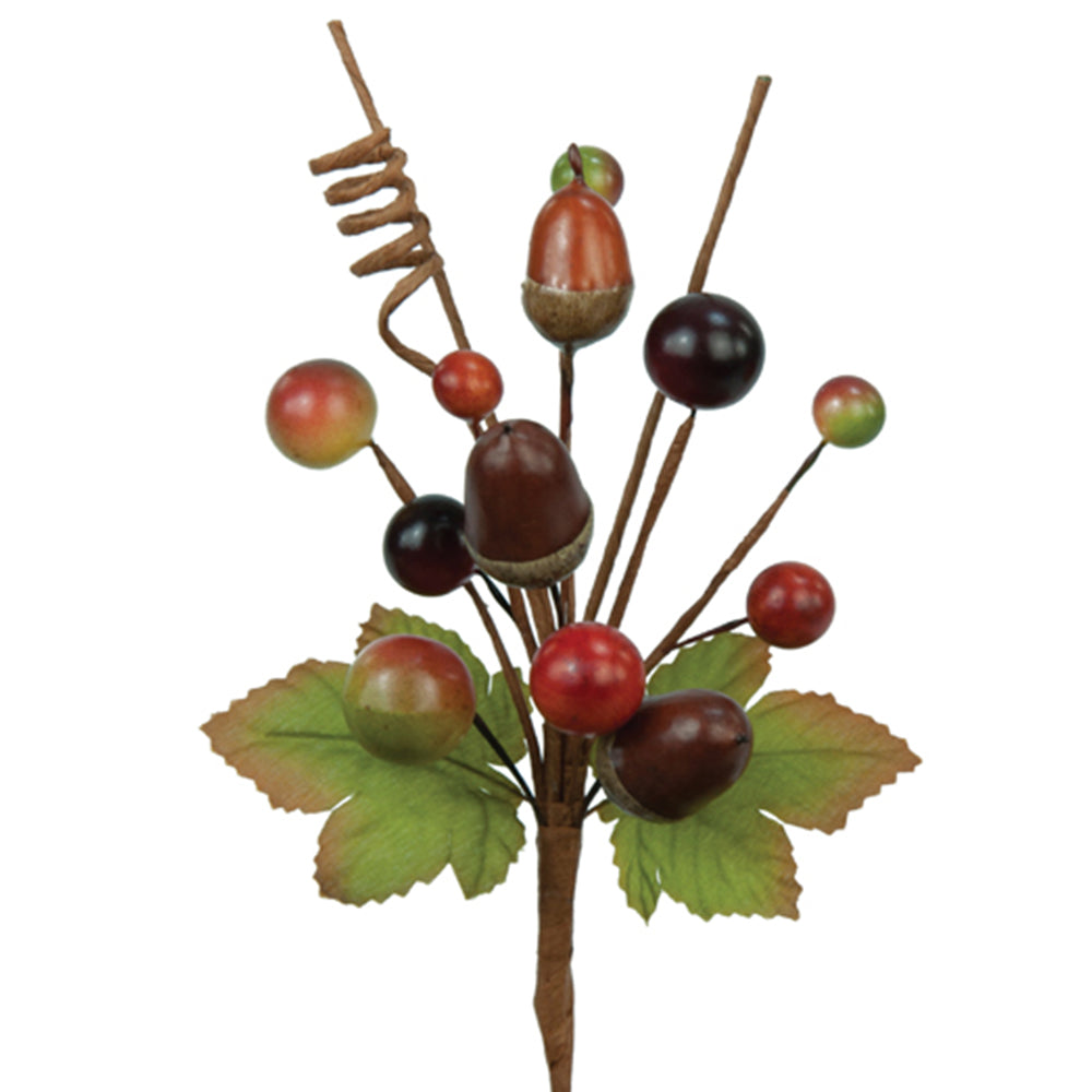 Acorn & Berry Pick | Autumn & Christmas Floristry Stem | 19cm Tall