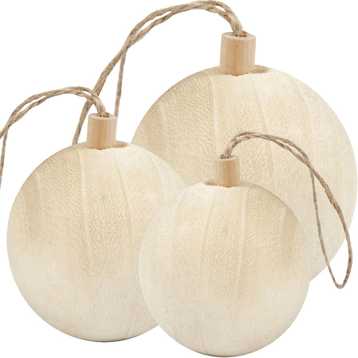 Natural Wooden Round Christmas Tree Bauble to Decorate | Choice of Size